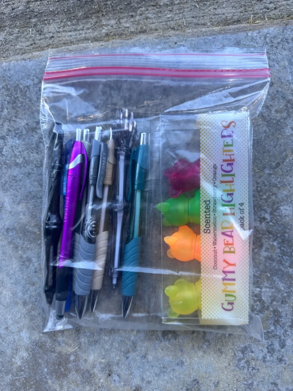 Assorted Gel Pens and Gummy Bear Highlighters - Multi-Color